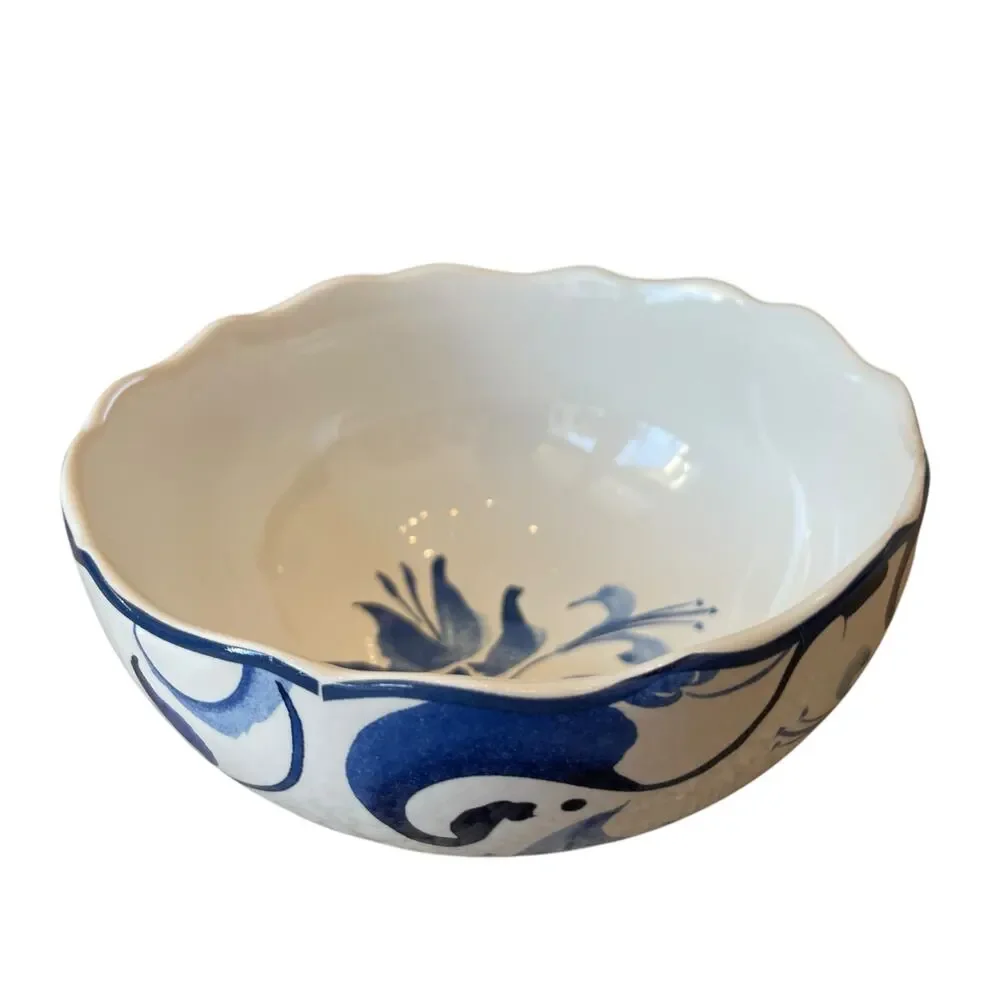 222 Fifth AYLA Blue Floral Porcelain 7in Cereal Bowls Set of 4 Spring Easter New